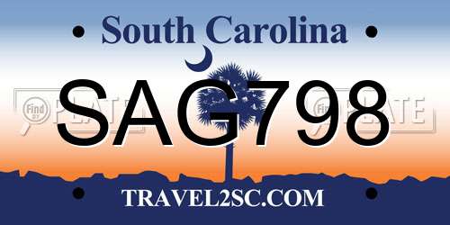SAG798 South Carolina License Plate