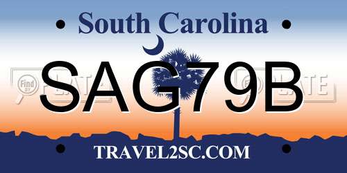 SAG79B South Carolina License Plate