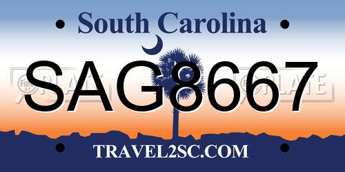 SAG8667 South Carolina License Plate