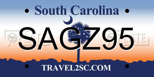 SAGZ95 South Carolina License Plate