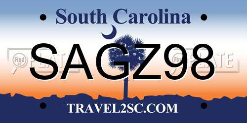 SAGZ98 South Carolina License Plate