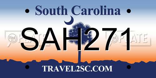 SAH271 South Carolina License Plate