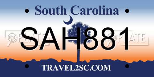 SAH881 South Carolina License Plate