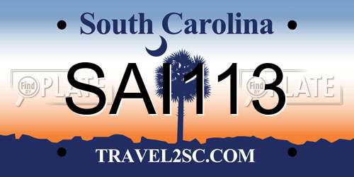 SAI113 South Carolina License Plate