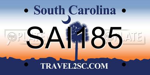 SAI185 South Carolina License Plate