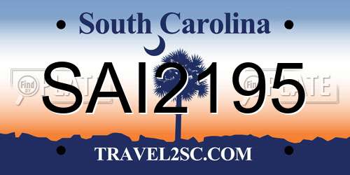 SAI2195 South Carolina License Plate