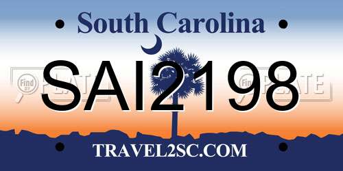 SAI2198 South Carolina License Plate