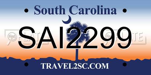SAI2299 South Carolina License Plate