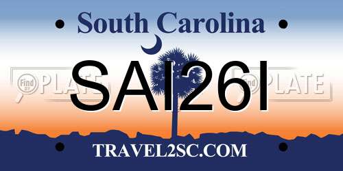 SAI26I South Carolina License Plate