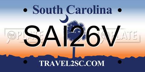 SAI26V South Carolina License Plate