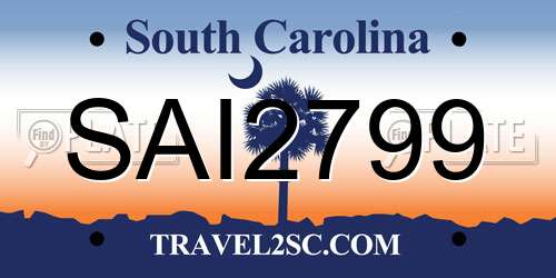SAI2799 South Carolina License Plate