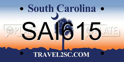 SAI615 South Carolina License Plate