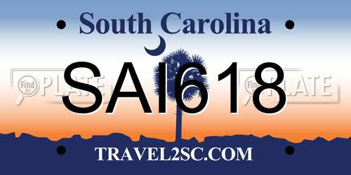 SAI618 South Carolina License Plate
