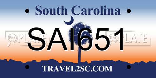 SAI651 South Carolina License Plate