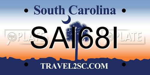 SAI68I South Carolina License Plate