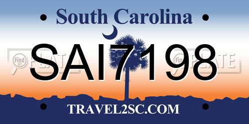 SAI7198 South Carolina License Plate