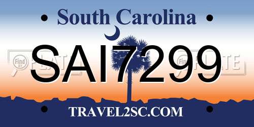 SAI7299 South Carolina License Plate