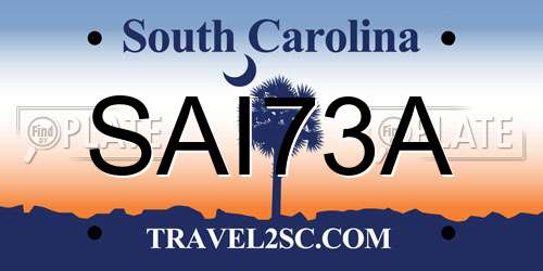 SAI73A South Carolina License Plate