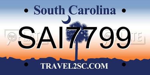 SAI7799 South Carolina License Plate