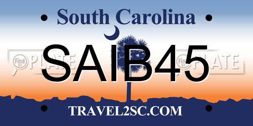 SAIB45 South Carolina License Plate