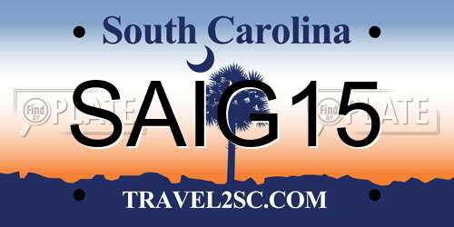 SAIG15 South Carolina License Plate