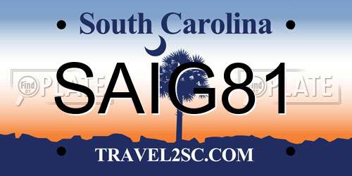 SAIG81 South Carolina License Plate