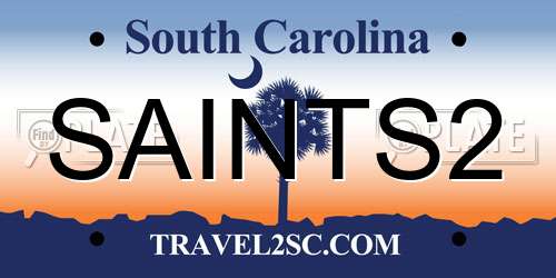 SAINTS2 South Carolina License Plate