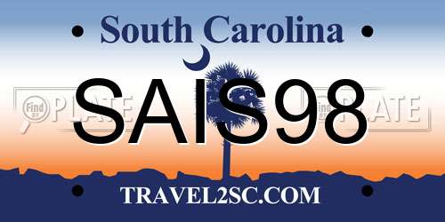 SAIS98 South Carolina License Plate