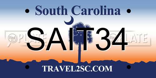 SAIT34 South Carolina License Plate