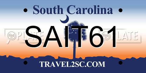 SAIT61 South Carolina License Plate