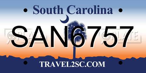 SAN6757 South Carolina License Plate