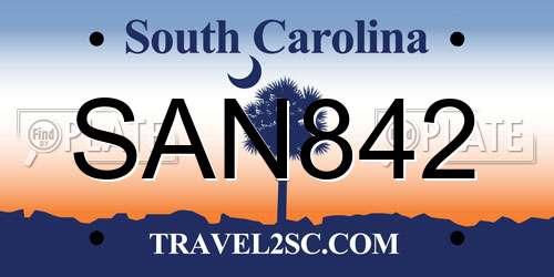 SAN842 South Carolina License Plate