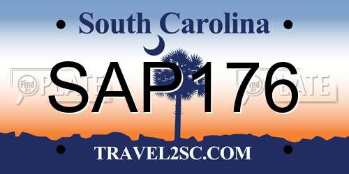 SAP176 South Carolina License Plate