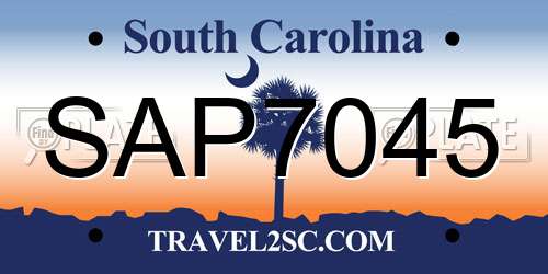 SAP7045 South Carolina License Plate