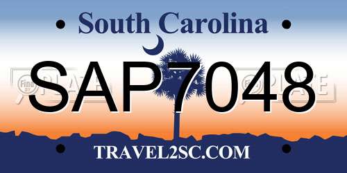 SAP7048 South Carolina License Plate