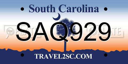 SAQ929 South Carolina License Plate