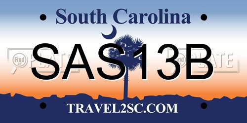 SAS13B South Carolina License Plate