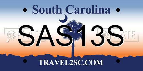 SAS13S South Carolina License Plate