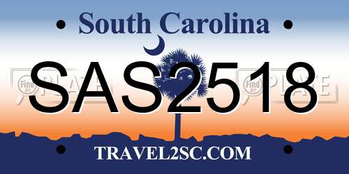 SAS2518 South Carolina License Plate