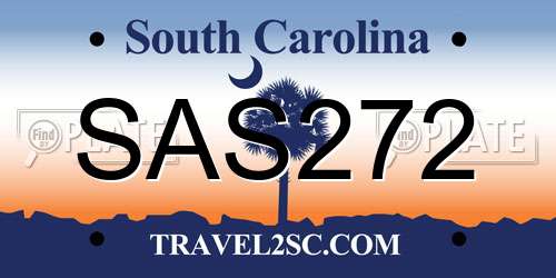 SAS272 South Carolina License Plate