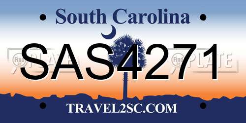 SAS4271 South Carolina License Plate