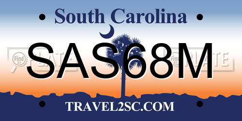 SAS68M South Carolina License Plate