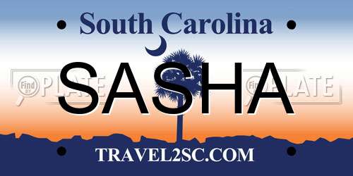 SASHA South Carolina License Plate