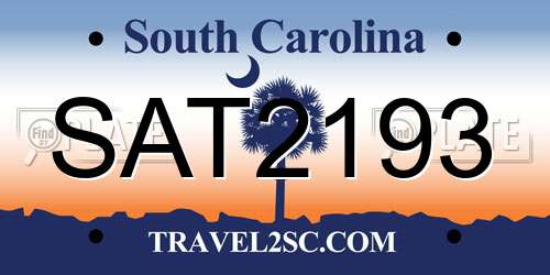 SAT2193 South Carolina License Plate
