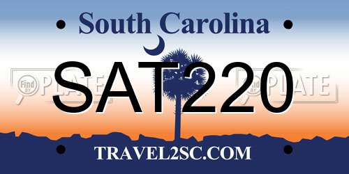 SAT220 South Carolina License Plate