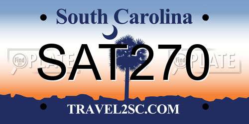 SAT270 South Carolina License Plate