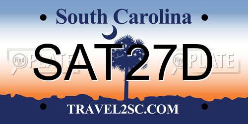 SAT27D South Carolina License Plate