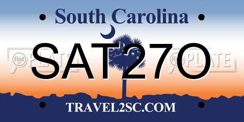 SAT27O South Carolina License Plate