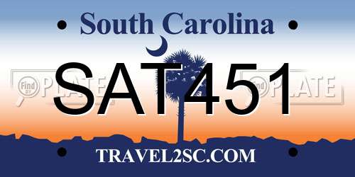 SAT451 South Carolina License Plate