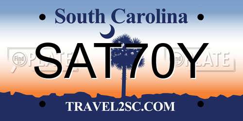 SAT70Y South Carolina License Plate